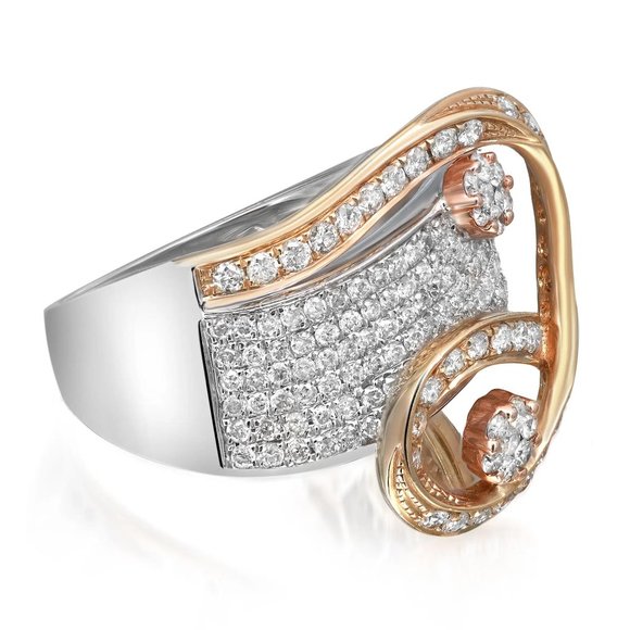 1.53Cttw Two Tone Prong Set Round Diamond Ladies Band Ring 14K Gold Size 7.5 - Picture 5 of 5